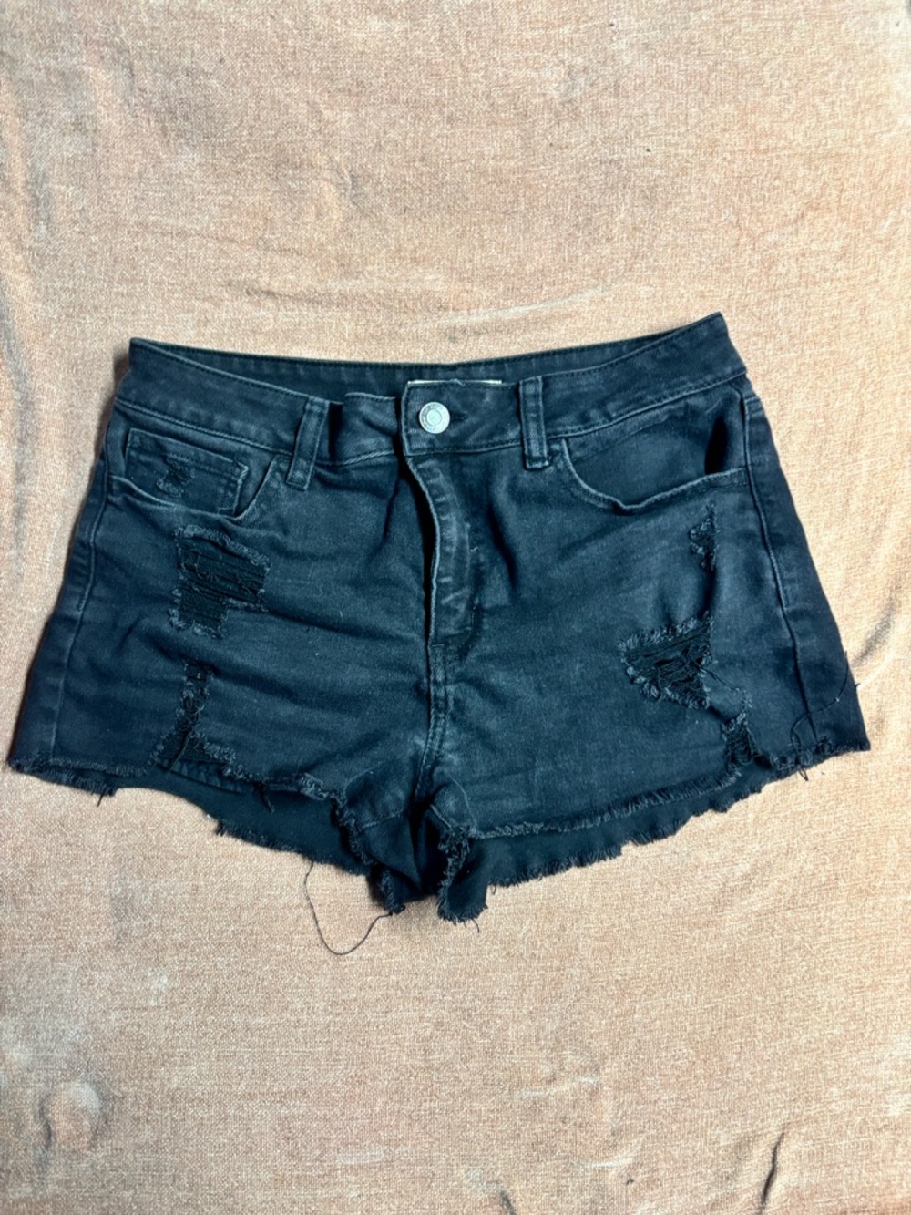 SO Black Distressed High-Rise Denim Shorts